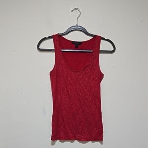 Express Women's Red Glitter Tank Top